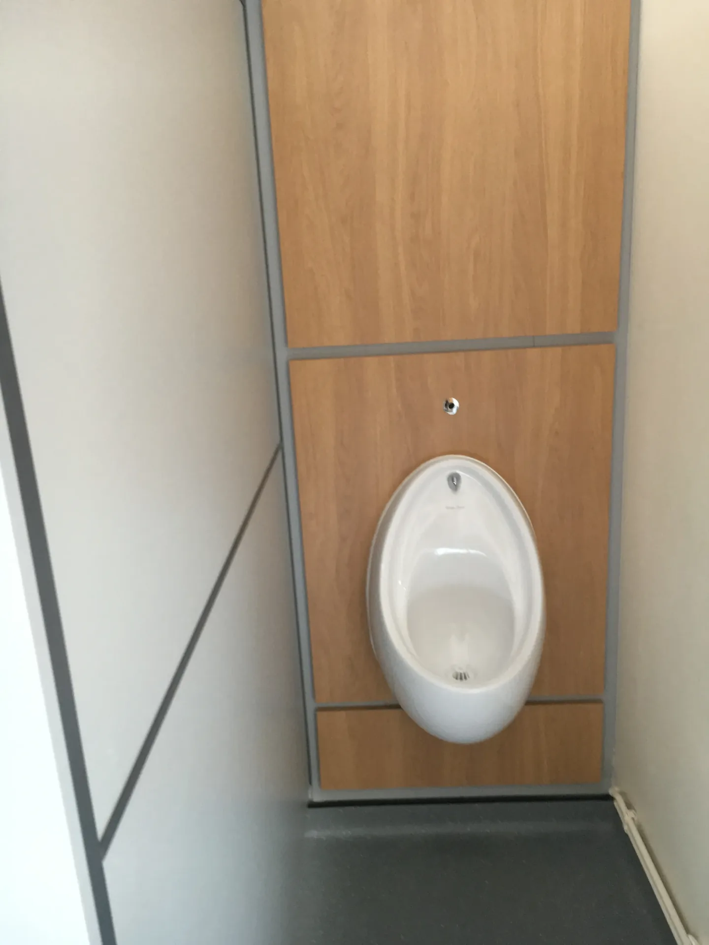 Modern urinal area with privacy partition