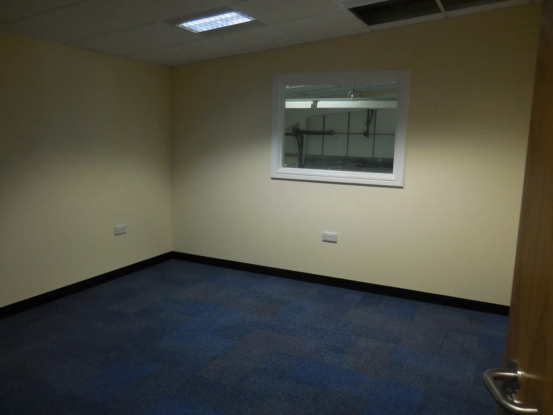 Carpeted office suite with window